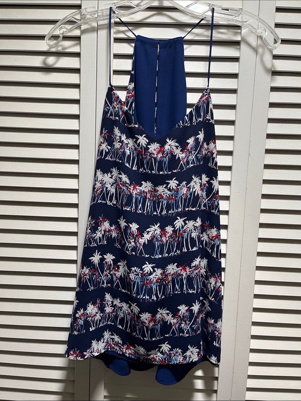 Navy Palm-Print reversible Express tank top